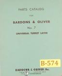 Bardons & Oliver-Bardons & Oliver # 3, Universal Turret Lathe, Parts List Manual-#3 -No. 3-03
